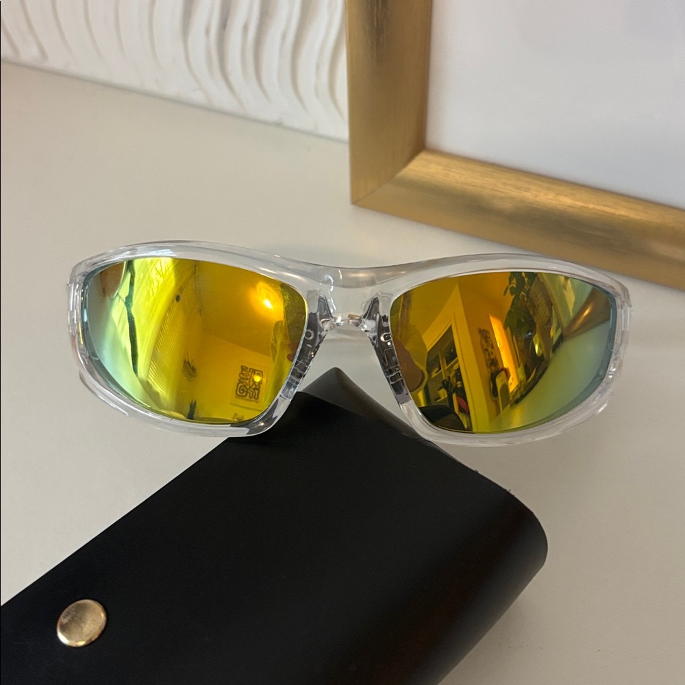 Yellow Reflective Sunglasses with Clear Frame